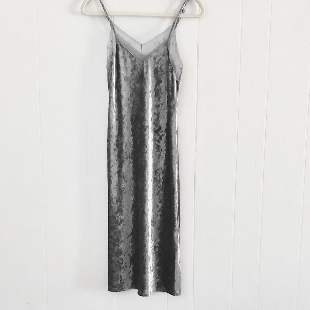 Velvet midi slit dress